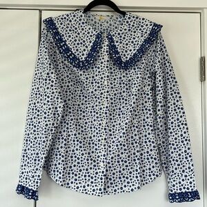 Boden ruffled embroidered top NWT